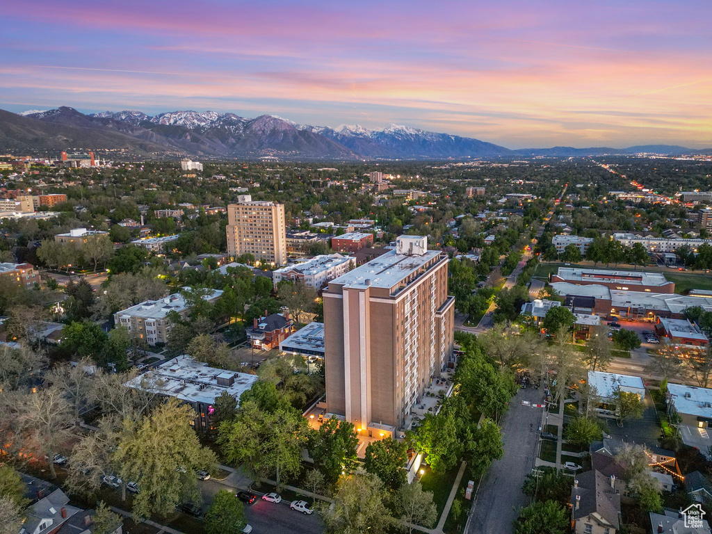 View of urban area with a mountainous background