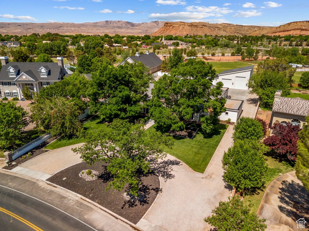 Aerial view with a residential view and a mountain view