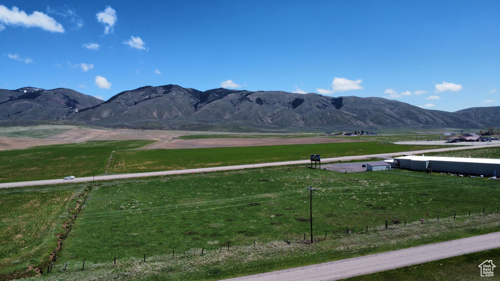View of mountain background with rural landscape and a pastoral area