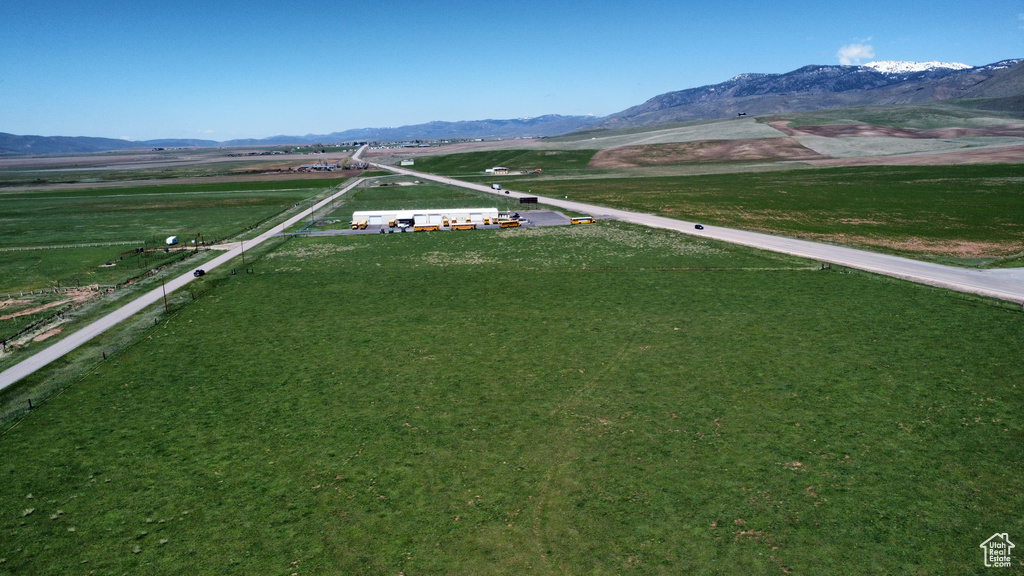 Drone / aerial view of a mountain backdrop