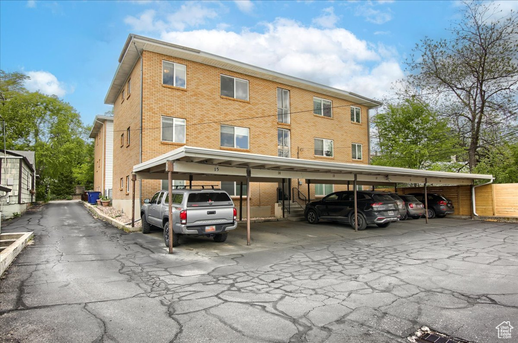 View of covered parking lot