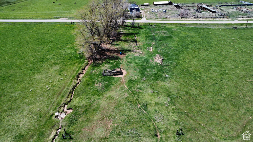 Aerial overview of property's location with rural landscape