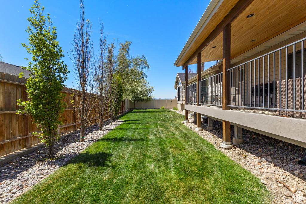 View of yard featuring a fenced backyard