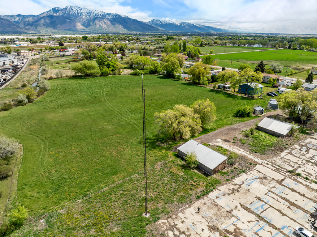 Aerial view featuring a mountain view