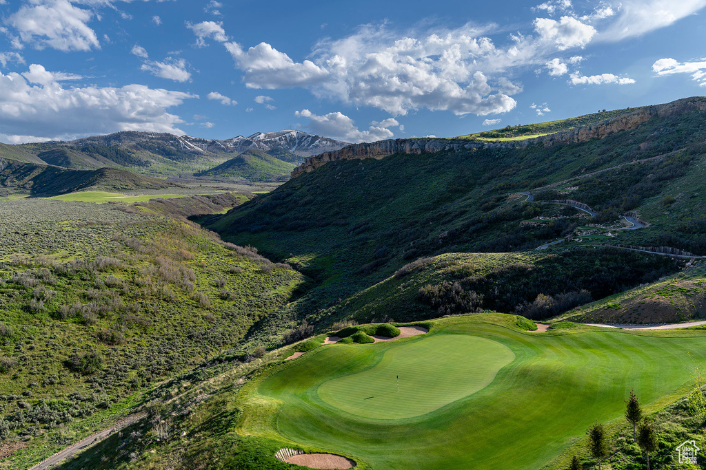 View of mountain feature featuring view of golf course