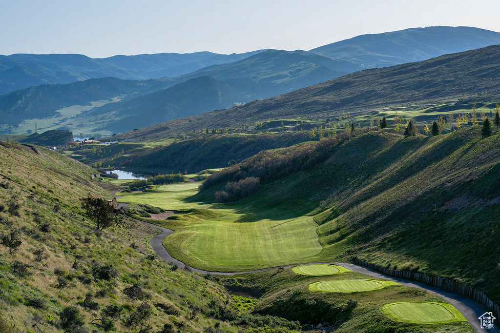 Mountain view with view of golf course