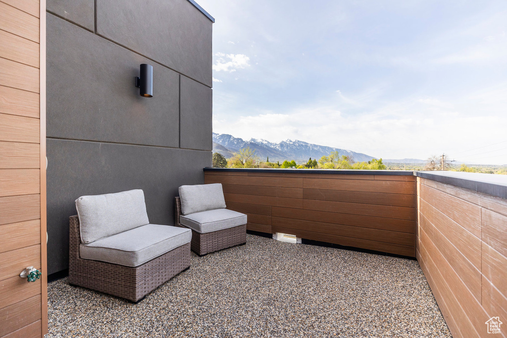 Balcony with a mountain view
