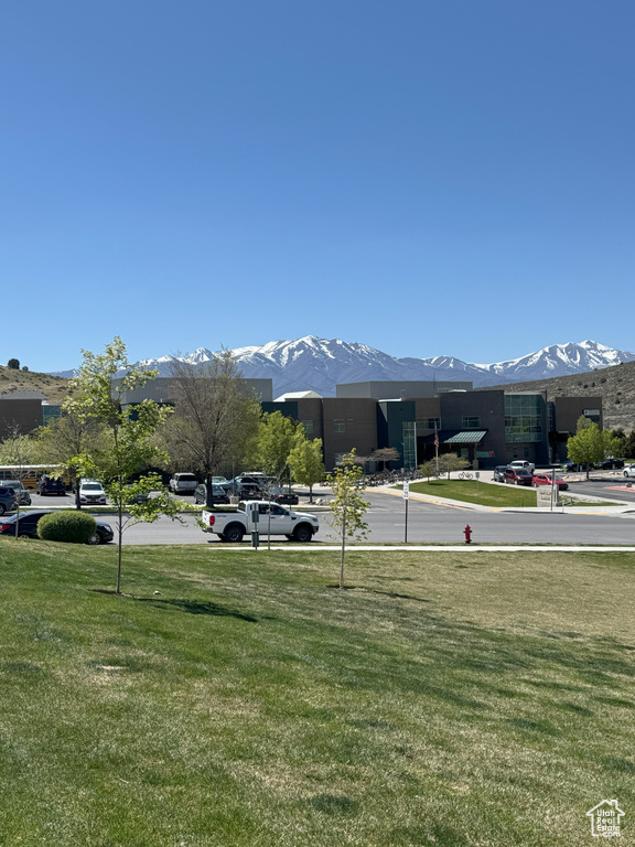 View of yard with a mountain view