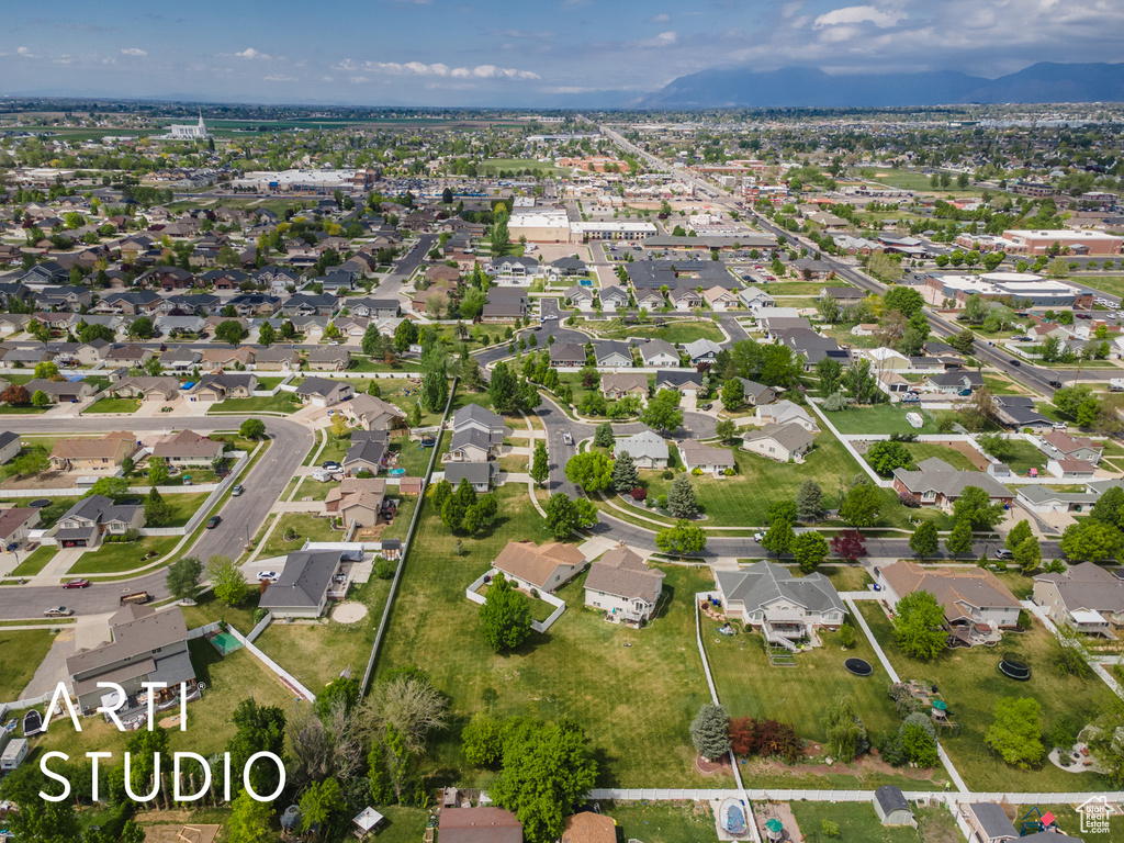 Aerial view with a residential view