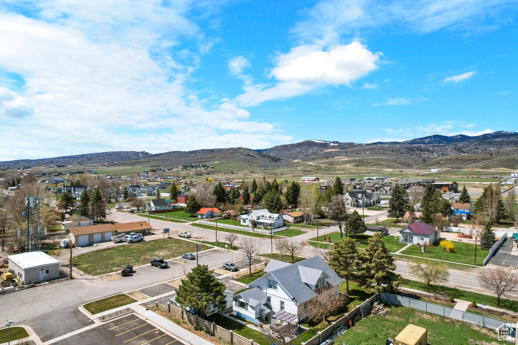 Bird's eye view featuring a mountain view and a residential view