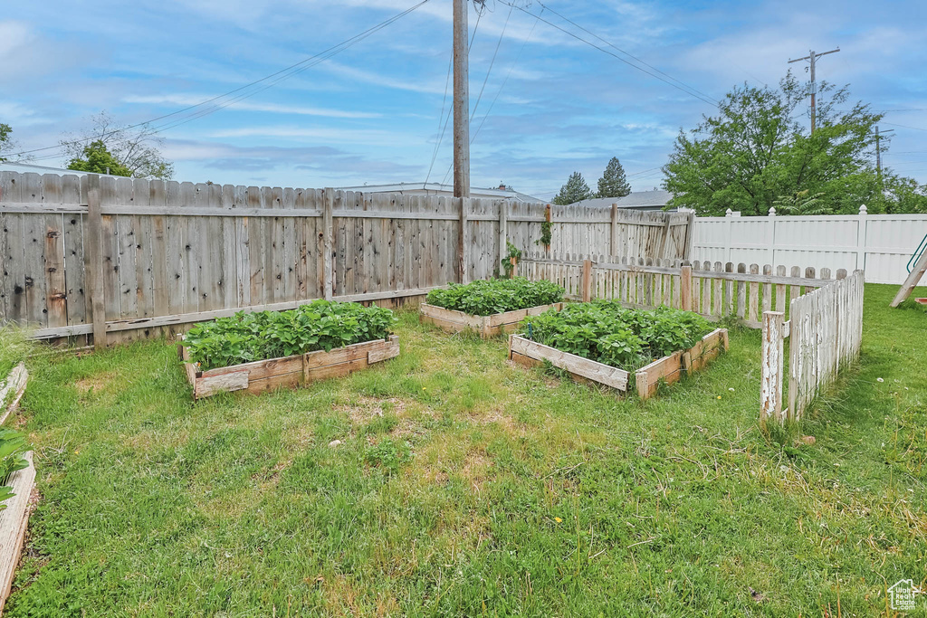View of yard with a garden