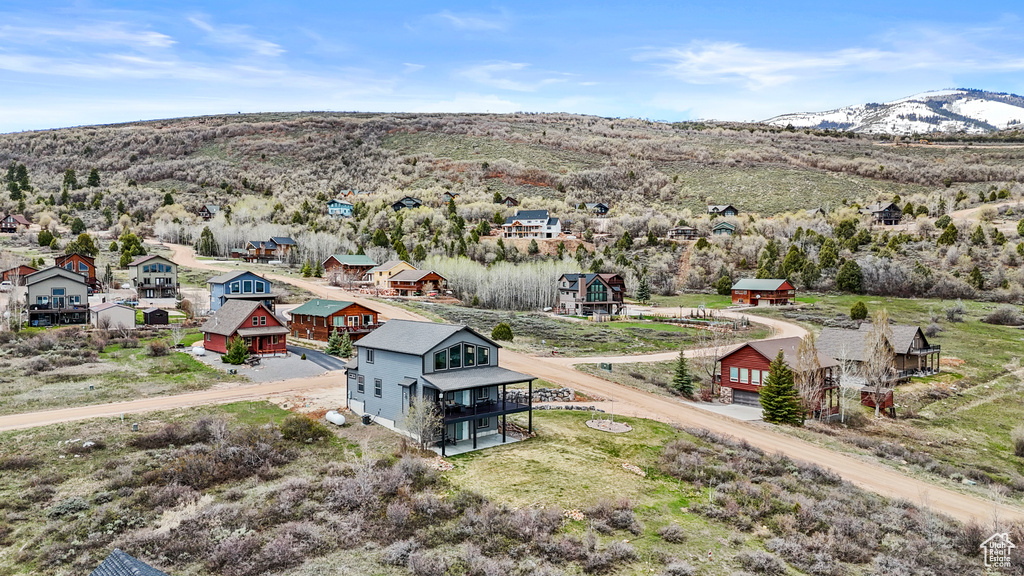 Bird's eye view featuring a mountain view and a residential view