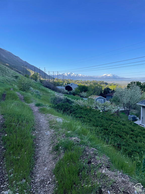 Exterior space featuring a mountain view