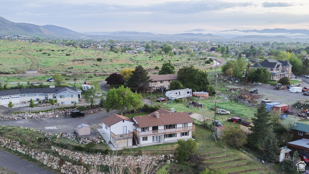 Aerial view of a mountainous background