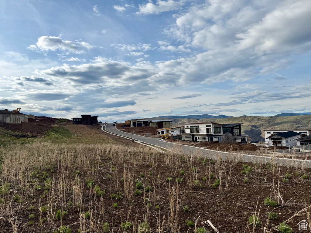 Exterior space featuring a mountain view