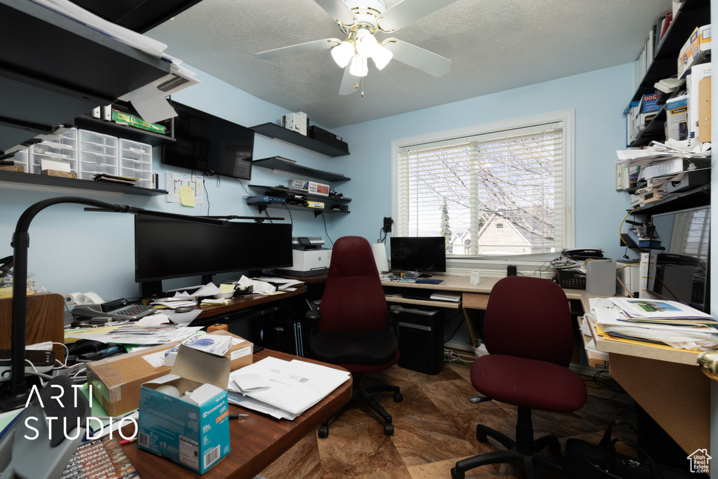 Office featuring a ceiling fan