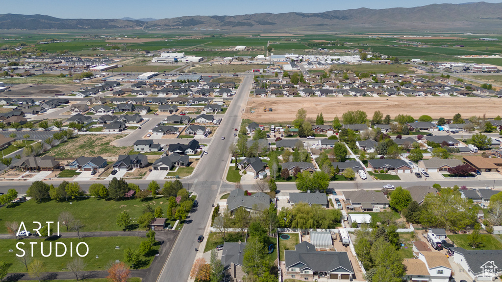Aerial view with a mountain view and a residential view