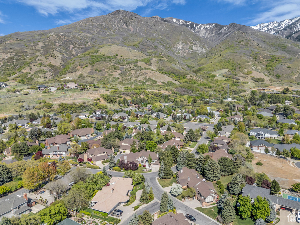 Aerial view with a mountain view