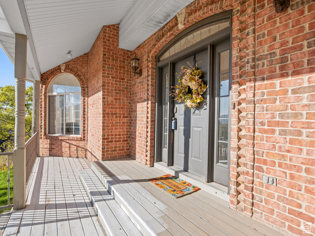 Exterior space with a porch