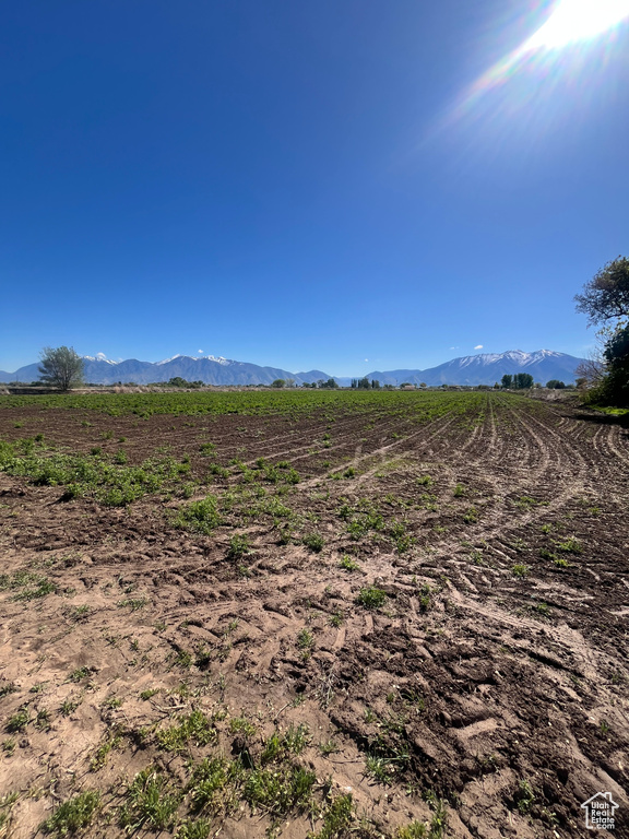 View of mountain background featuring rural landscape