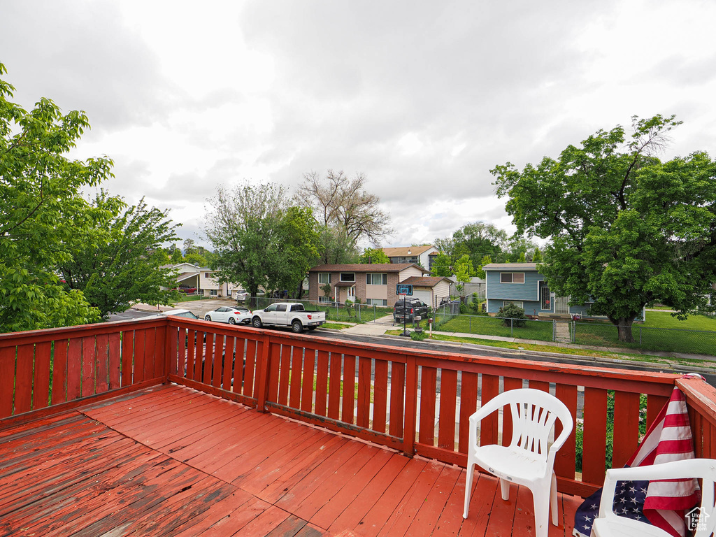 Deck with a residential view
