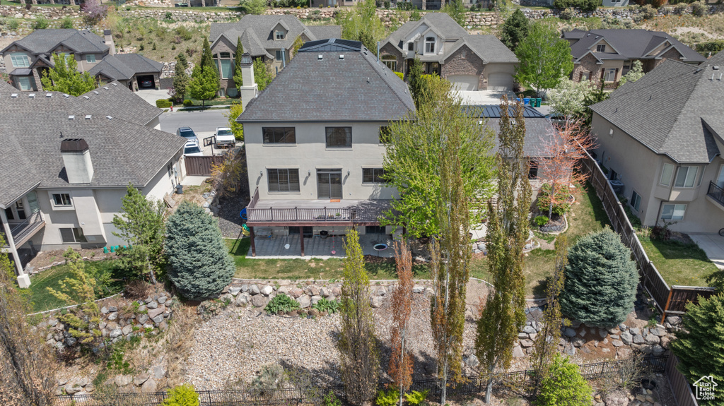 Bird's eye view with a residential view
