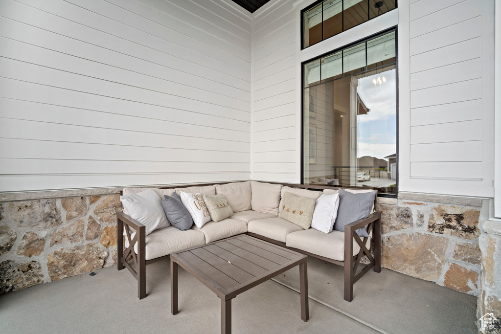 View of patio with outdoor lounge area