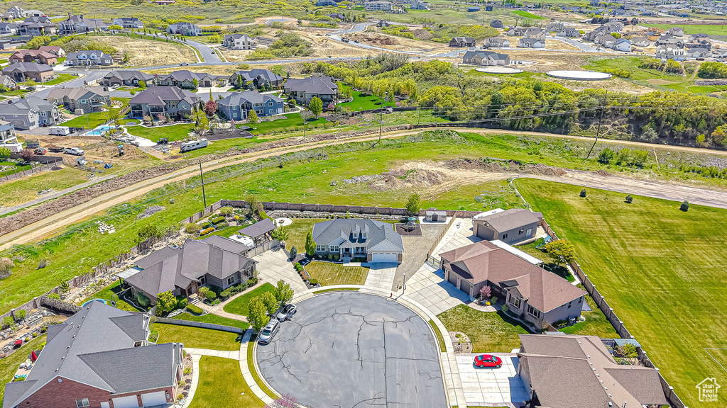 Aerial perspective of suburban area
