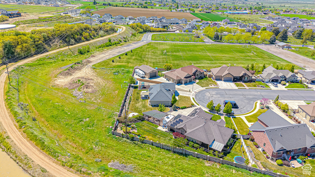Aerial perspective of suburban area