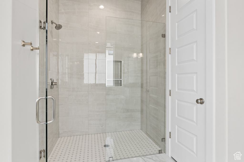 Bathroom with a shower stall