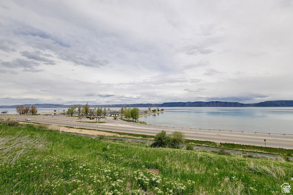 Water view with a mountainous background