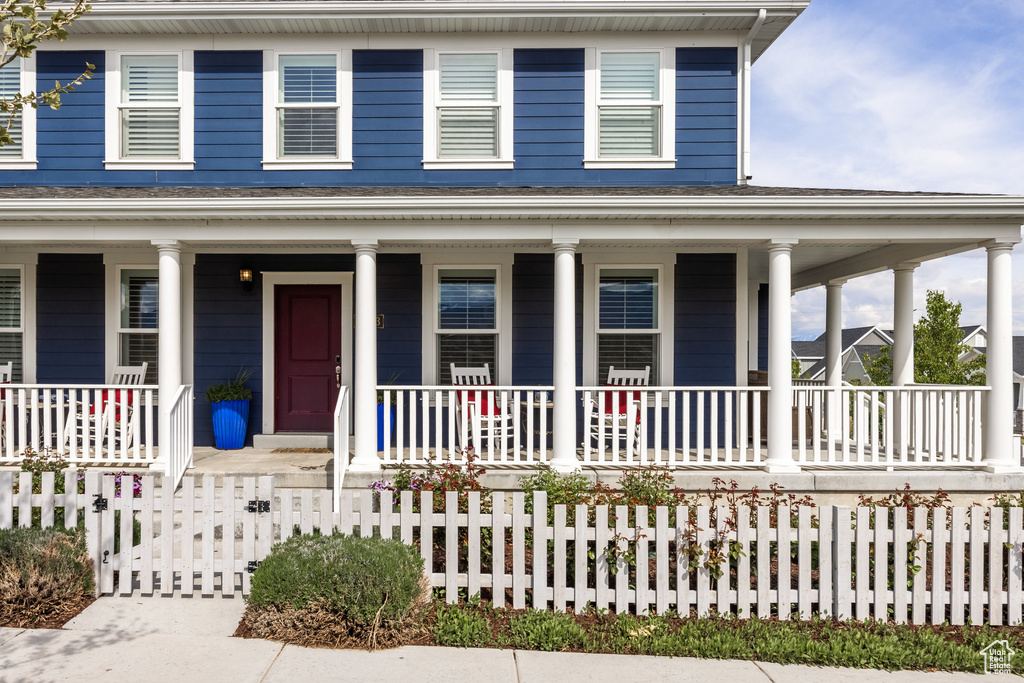 Farmhouse with a porch