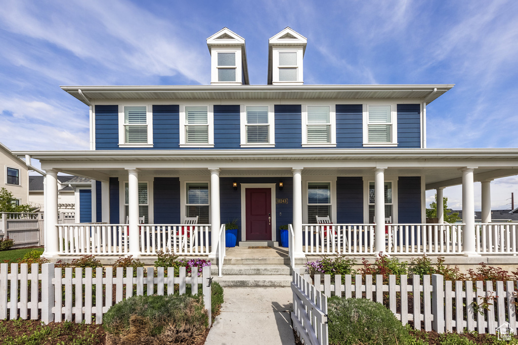Farmhouse with a porch