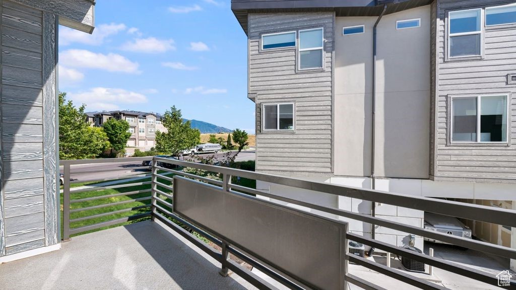 Balcony with a mountain view