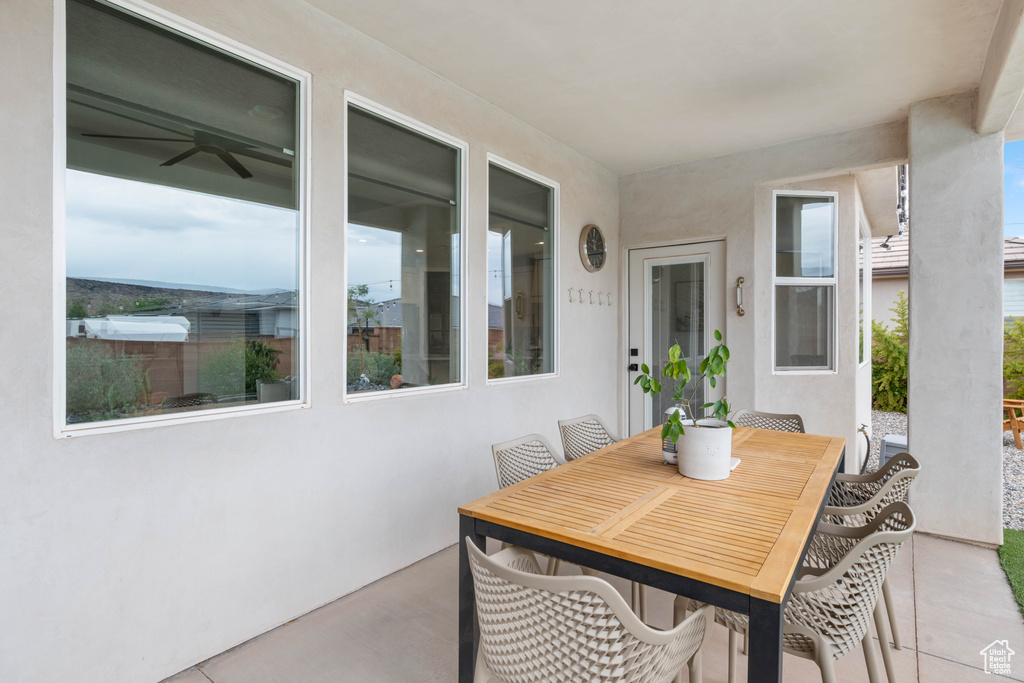 View of patio featuring outdoor dining area