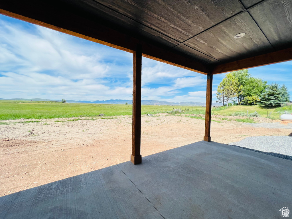 View of patio / terrace with a view of countryside