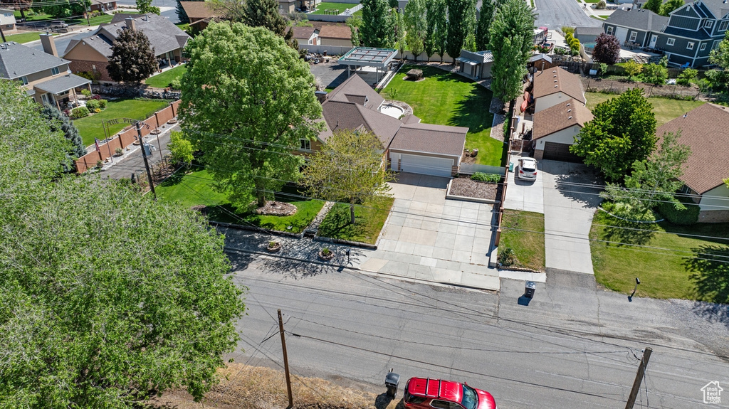 Aerial perspective of suburban area