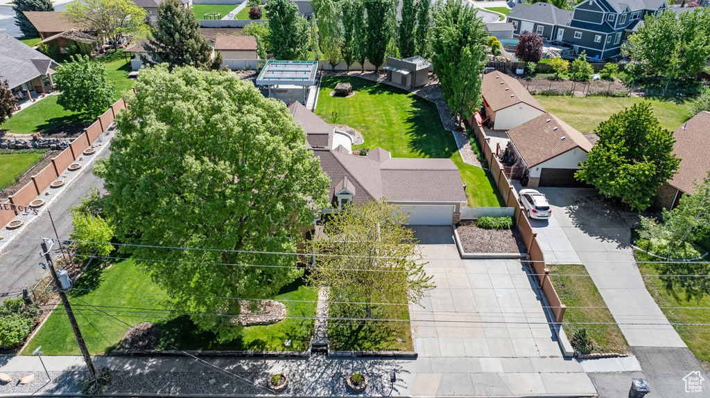 Aerial perspective of suburban area