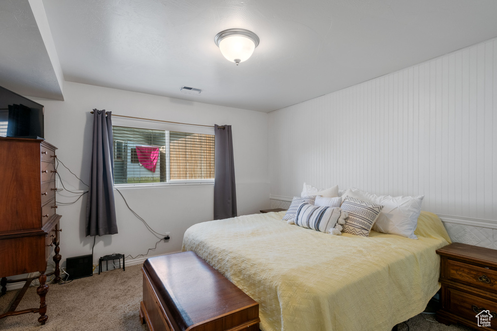 Bedroom with carpet floors