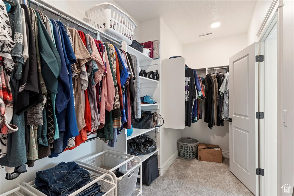 Walk in closet with carpet