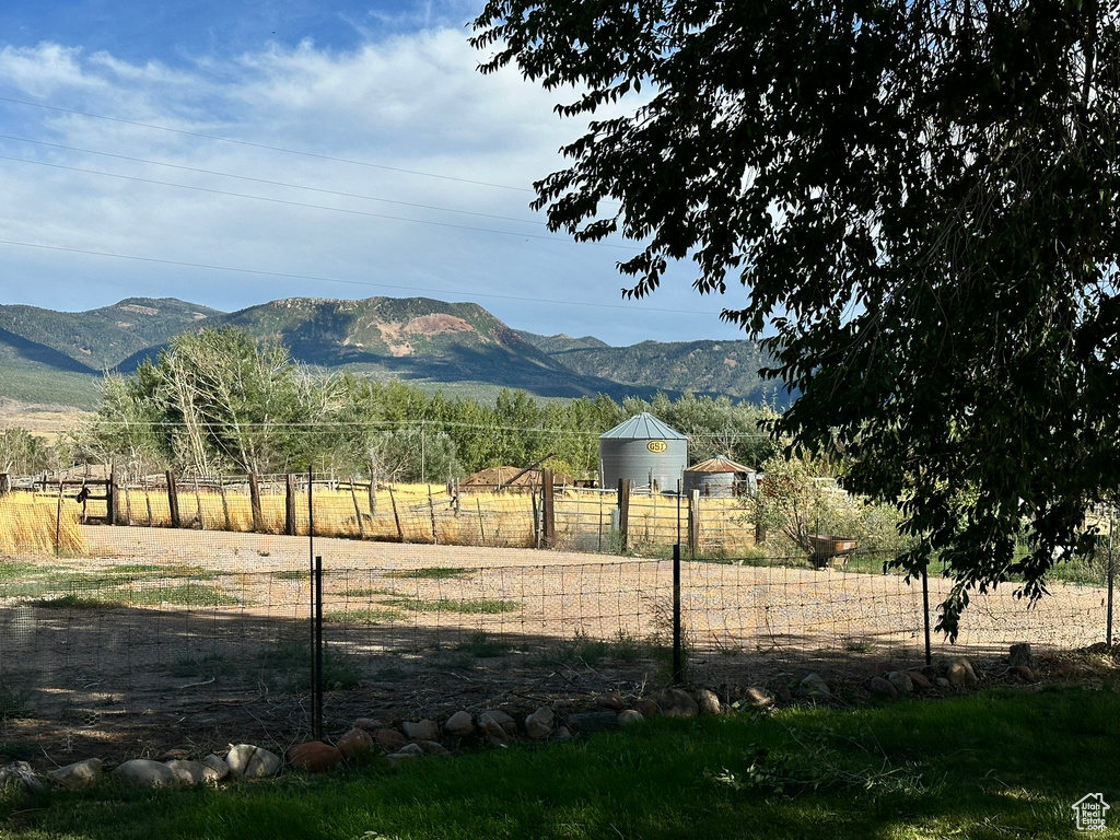 View of mountain background with rural landscape