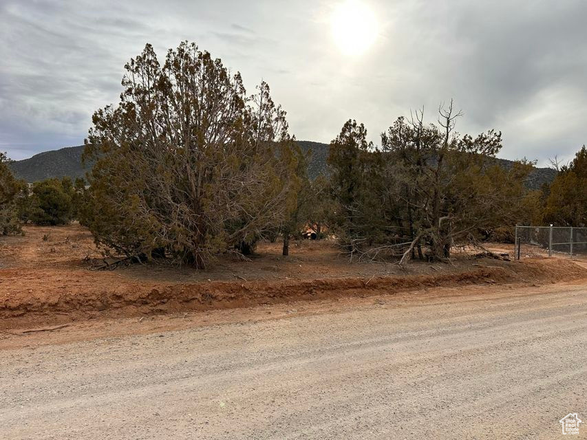View of dirt / gravel road with a mountain view