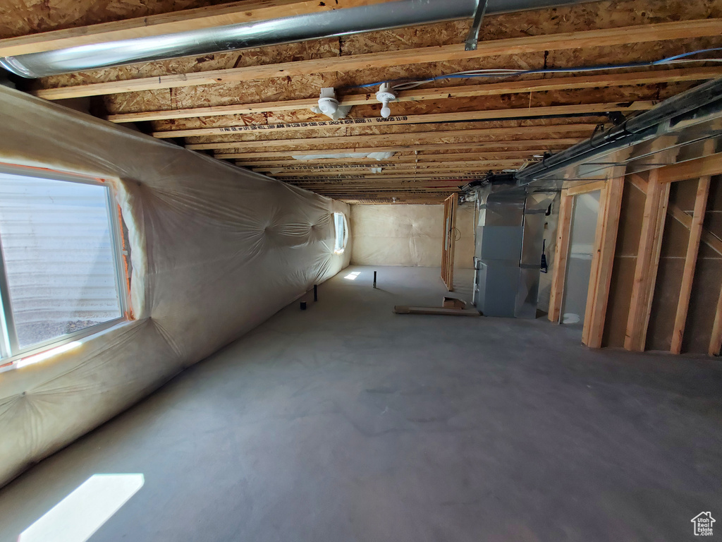 Basement with heating unit
