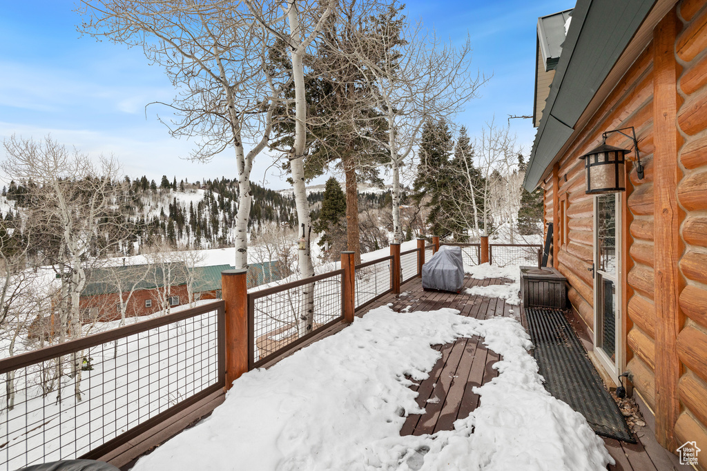 View of snow covered deck
