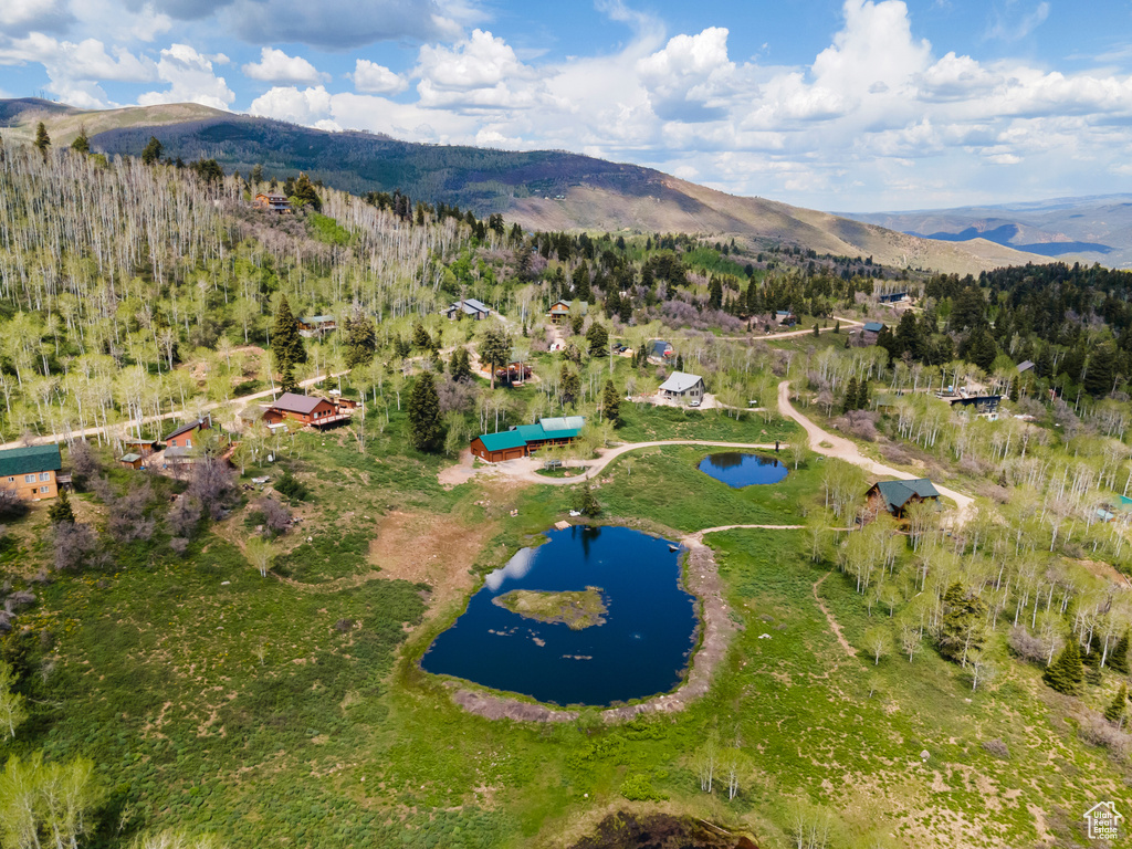 View of property location featuring a water and mountain view