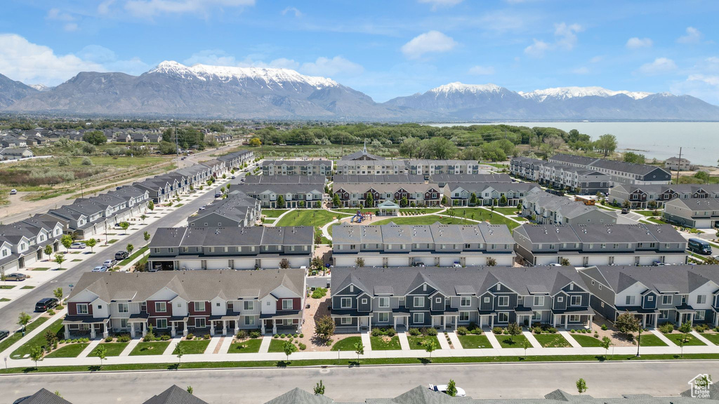 Drone / aerial view of a water and mountain view