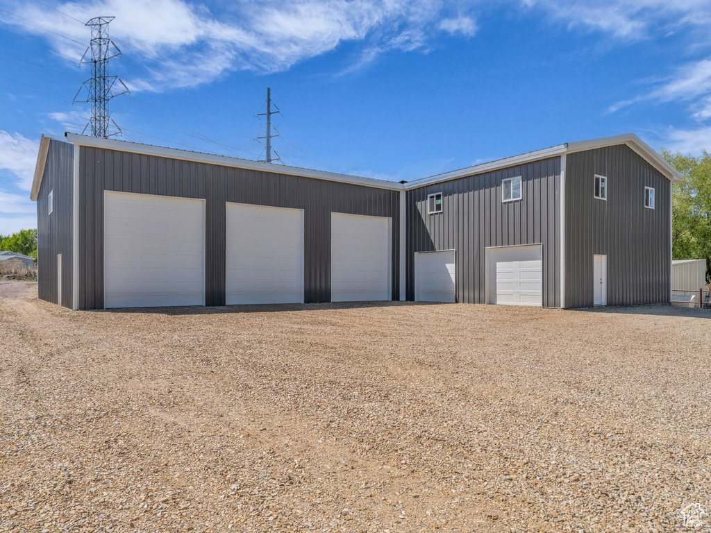 View of detached garage