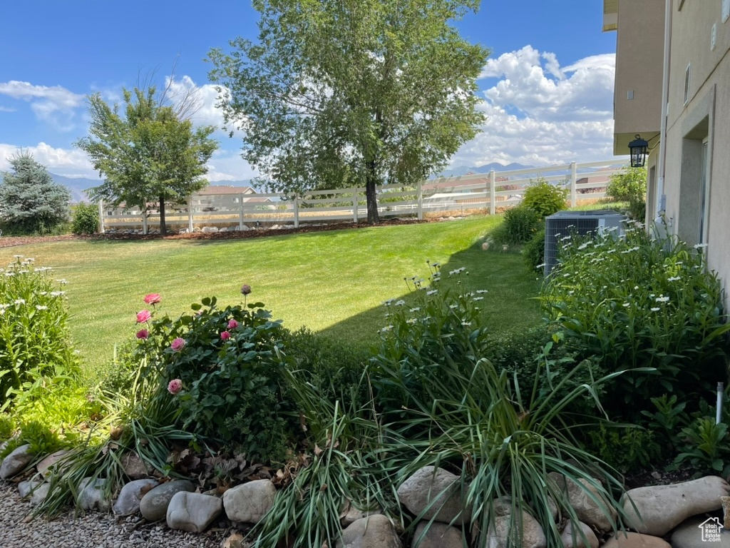 View of yard with central air condition unit