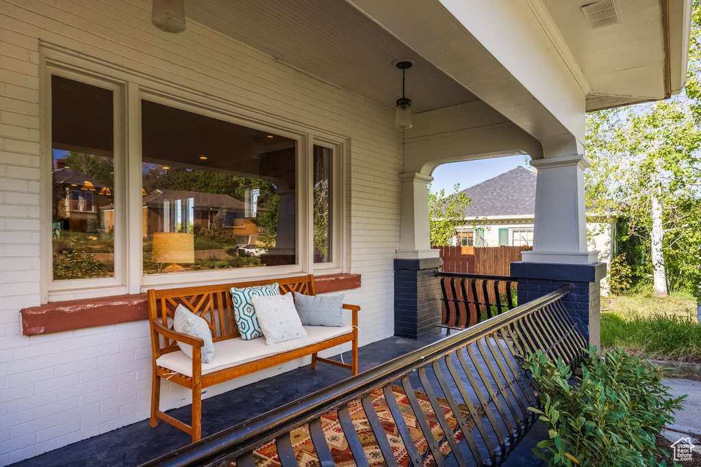 Balcony featuring a porch