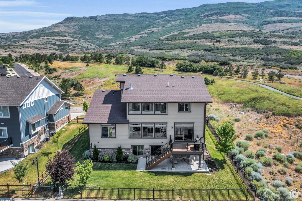 Drone / aerial view with a mountain view